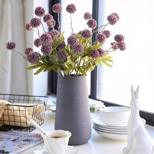 Artificial Flowers for Vase 10 Pcs, 20 Inch Fake Mums with Long Stem Purple - Image 6
