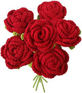 JOONOR 6 Pcs Hand-Woven Roses, Crochet Rose Flower Bouquet, Red by JOONOR