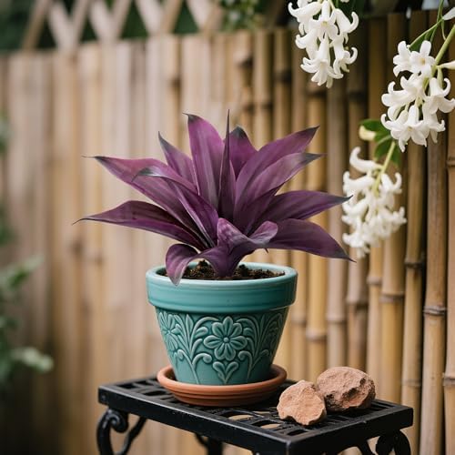 Artificial Flowers for Outdoors Artificial Agave Fake Plants Faux Agave Artificial Plants Outdoor Fake Flowers Outdoor Faux Plants Indoor Uv Resistant Artificial Plants 14.2In(Purple，2pcs) - Image 6