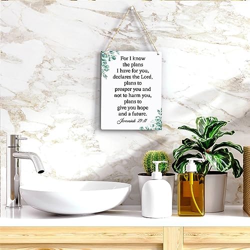 For I Know the Plans I Have for You Jeremiah 29:11 Inspirational Decor Christian Gifts Bible Verse Wall Art Scripture Wooden Hanging Sign for Modern Home Office Wall Art Decoration 8 x 10 Inches - Image 5