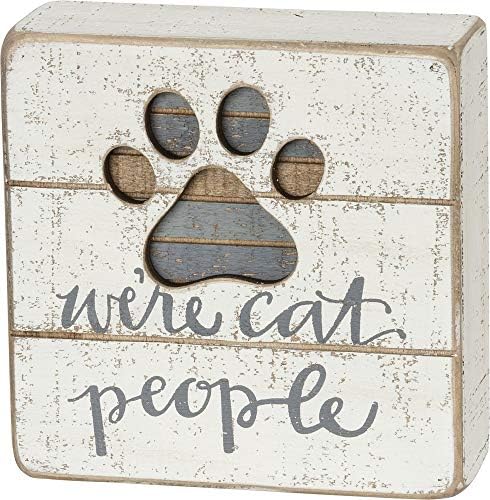 Primitives by Kathy 38233 Hand-Lettered Slat Box Sign, We're Cat People by PrimitivesbyKathy