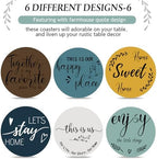 Queekay House Warming Gifts New Home Farmhouse Coasters Set of 6, Boho - Image 5