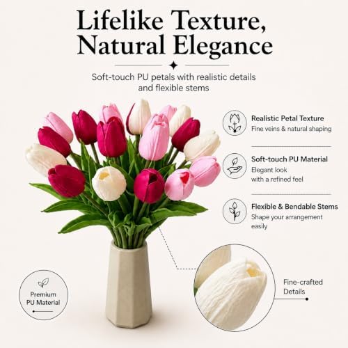 Mandy's 20pcs Artificial Shades of Pink Tulips - Image 2