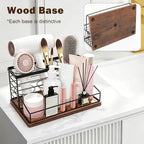 Hair Tool Organizer, Movable Hair Dryer Holder, Hair Styling Tools Storage for Vanity, Bath Counter Organizer, Bathroom Trays for Hair Toiletry, Makeup (12" x 7.7" x 5.8", Wood-Black) - Image 4