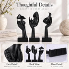 3 Pcs Thinker Large Statue Set - Black Art Abstract Home Accent Figurines for Living Room, Bedroom, Shelves, Office Desktop, Coffee Table Decor, Gift for Women (3 Pcs Black, 9") - Image 5
