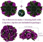 BLOSMON Flower Balls Wedding Rose Centerpieces 6 Pcs Purple Fake Flowers with Base Kissing Balls Decor Artificial Floral Arrangements Flower Bouquet of Roses Home Party Table DIY Decorations - Image 4