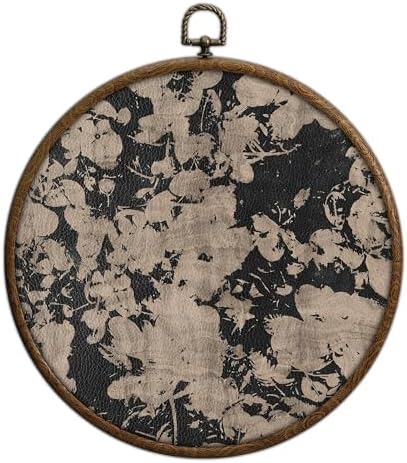 Neutral Abstract Floral Wall Decor, Vintage Printed Canvas Wall Hanging for Bedroom Kitchen Home Office, Round Decoration, Living Room Wall Art, Dorm Decor, Circular Wall Hanging with Hooks,13 by Unknown