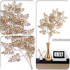 CATTREE Artificial Gold Leaves, Plastic Plants Christmas Decorations 30" Tall Golden 2 Pack, Fake Shrubs Bushes for Indoor Home Table Centerpieces Hotel Hall Party Decor Wedding Planting Filler - Image 3
