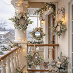 6 Pcs Small 4th of July Hanging Wreaths for Cabinets Patriotic Mini Candle Ring Wreath with Red White Blue Flowers (4, Winter Snow Pinecones) - Image 2