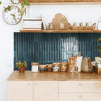 Smart Tiles Peel and Stick backsplash, Stacked Petrol Blue, 11.43"x9" - Image 2