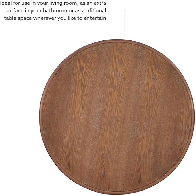 Pemberly Row Round Wood Accent Table, 26.5" High, Rustic Natural Finish - Image 9