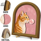 Whimsical Cat Bubble Gum Pink Wall Art Sign Funky Table Decor - Image 3