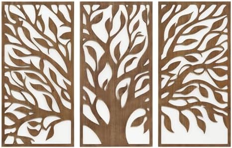 Madison Park Wall Décor for Living Room - Birch Botanical Two-Tone, Home Accent Modern Kitchen Dining Decoration, Ready to Hang 3-Piece Wood Panel Set for Bedroom, 16"W x 32"H, Tree of Life by MADISONPARK