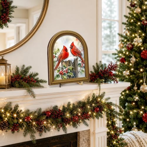 Christmas Decor Vintage Winter Cardinals Wall Art Sign Table Decor - Image 4
