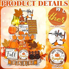 Fairysandy 21 Pcs Fall Tiered Tray Decor, Thanksgiving Table Sign, Gnome - Image 6