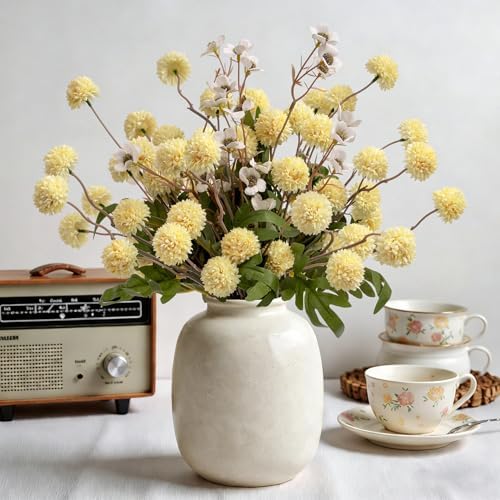 Mixed 10 Pcs Artificial Pompon Mum Set-8 Chrysanthemum & 2 White Daisy, Yellow Silk Faux Flower for Vase Fall Floral Arrangements Wedding Centerpiece DIY Home Indoor Outdoor Decor (No Vase) - Image 5