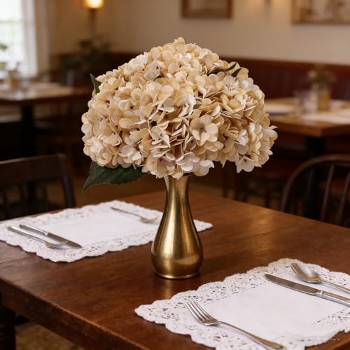 Kimura's Cabin 6pcs Hydrangea Artificiales Flowers Faux Hydrangeas,Cream - Image 3