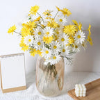 Artificial Daisy Flowers 12Pcs Artificial Flowers Silk Daisies with Stems Real Look for Home Wedding Garden Vase Decor (White+Yellow) - Image 4