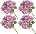 Silk Roses Flower Bouquet 4 Bundles 60 Heads for Wedding Home, Light Purple by WishTip