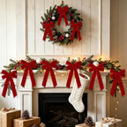 Red Velvet Bows for Christmas Tree, Red Ribbon Christmas Ornaments, 12pcs - Image 4