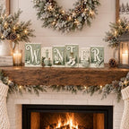 Winter Tabletop Decor, Sage Green Wooden Sign for Shelf, Mantel & Home - Image 2