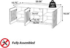 POVISON Full Assembled Mid Century Modern TV Stand, 59.06" Wood Slatted Media - Image 2