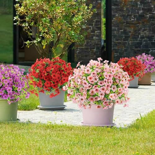 ATTGREAT Artificial Flowers for Outdoors UV Resistant, 24 Bundles(Pink) - Image 7