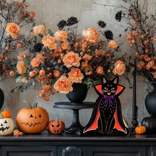 Black Cat Halloween Decor Sign, Gothic Decor, Table Desk Shelf Decor. - Image 6