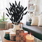 Uieke 17’’ Natural Bunny Tails Dried Flowers, 120 Pcs Dried Lagurus Ovatus, Dried Black Pampas Grass Decor for Farmhouse Flower Arrangements Wedding Home Craft Boho Party Halloween Decorations - Image 4