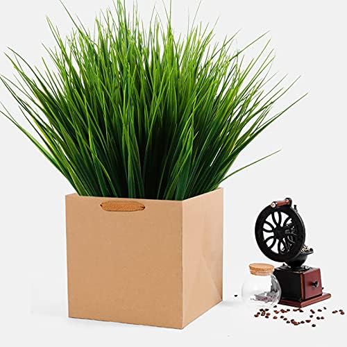XLFAQXM 8 Pack Artificial Plants Flowers Grass Shrubs No Fade Faux Plastic Flowers Outdoor for Farmhouse Garden Porch Patio Indoor Wedding Decoration Greenery Fake Plants uv Resistant (3#Green) - Image 4