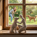 Adjustable Minimalist Dog and Human Resin Sculpture for Home Shelf Decor - Image 5