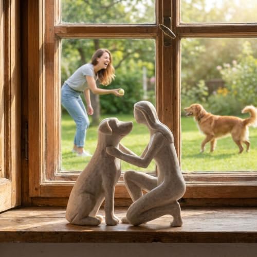 Adjustable Minimalist Dog and Human Resin Sculpture for Home Shelf Decor - Image 5