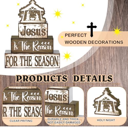 Moucuny 4 Pcs Christmas Christian Religious Table Decorations - Image 2