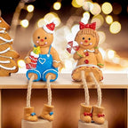 Dazzle Bright Christmas Figurines, Set of 2 Resin Gingerbread Man Sitters with Dangling Legs, Xmas Table Fireplace Shelf Sitters Decorations Sitting Figurines Ornament for Indoor Home Decor - Image 2