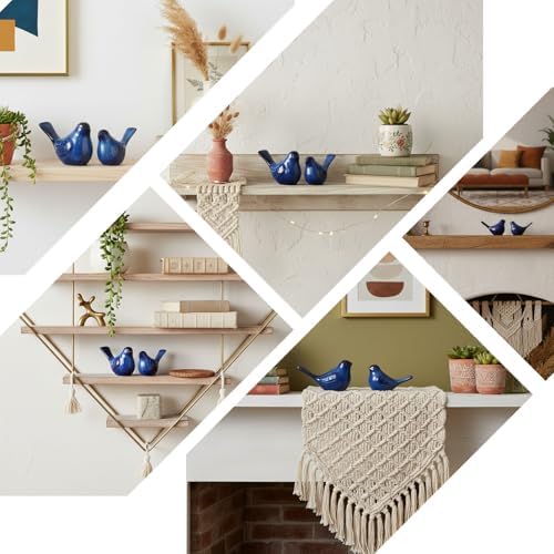 2pcs Small Ceramic Bird Statue and Sculpture for Home Decor Accents,Modern Animal Ornaments for Living Room,Bedroom,Bookshelf,Cabinets,Coffee Table Centerpiece,Cute Knick Knacks for Shelves (Blue) - Image 5