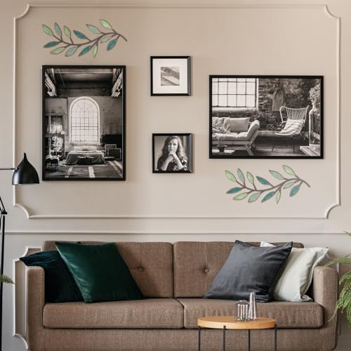 Zhengmy 2 Pcs Metal Leaf Wall Art Vine Branch Decor,Gradient Green - Image 4