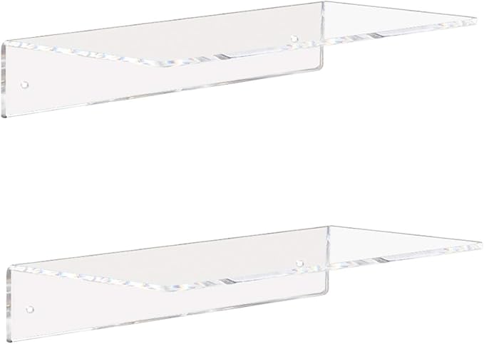 Weiai Clear Acrylic Shelves 12 Inch, Floating Wall Mounted Shelf by Weiai