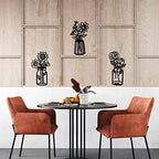 qzmaikoo 3 Pieces Sunflower Roses Daisy Black Metal Flowers Wall Decor Metal Vase Wall Art Metal Wall Sculptures Hanging for Indoor Kitchen Bathroom Bedroom living room,14.56x7.87 inches - Image 5