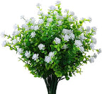 XLFAQXM Artificial Plants Flowers Grass Shrubs 8 Pack No Fade Faux Plastic Flowers Outdoor for Vases Farmhouse Garden Porch Patio Office Indoor Wedding Decoration Greenery Fake Plants (2#White) by XLFAQXM