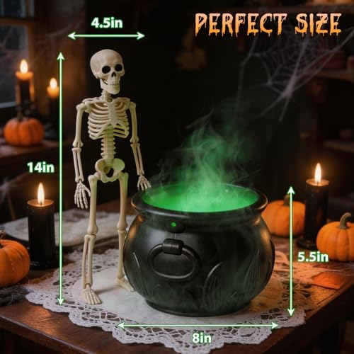 Zesua Halloween Decorations Indoor - Vintage Puking Skeleton Cauldron - Image 2