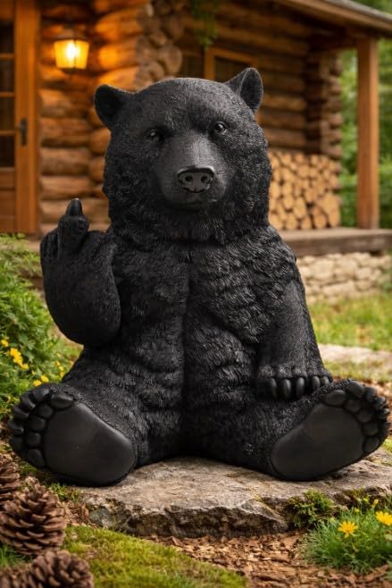 12" Hilarious Papa Bear Middle Finger Statue – Outdoor Decor - Image 7