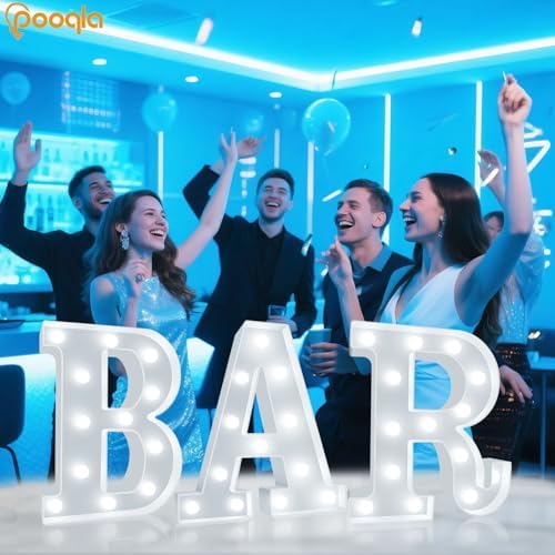 Pooqla BAR Sign for Home Bar Decor, Cool White LED Light Up Bar Sign - Image 5