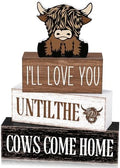 Marsui 4 Pcs Highland Cow Table Decor Rustic Cow Wooden Signs Gifts by Marsui