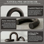 EOSAHR Pine Wood Arch Decor Set: Wood Sculpture for Shelf Decor, OldBlack - Image 6