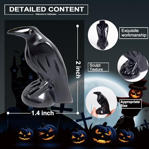 Black Obsidian Raven Statue Gothic Witchy Decor Hekate Crystal - Image 2