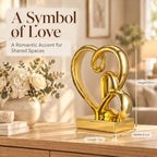 Anniversary Wedding Couples Gift Gold Hearts Resin Statue Decor - Image 2