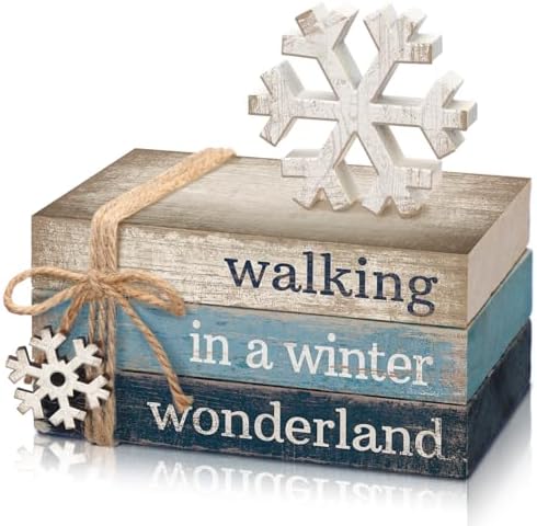 4 Pcs Winter Table Decorations, Mini Wooden Book Signs by Anglechic