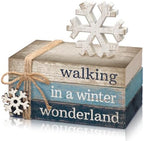 4 Pcs Winter Table Decorations, Mini Wooden Book Signs by Anglechic