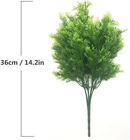 CATTREE Artificial Shrubs Bushes, Plastic Fern Leaves Simulation Faux Grass Realistic Fake Plants Wedding Indoor Outdoor Home Garden Verandah Kitchen Table Centerpieces Arrangements Decoration 4 pcs - Image 2