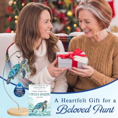 Mini Funny Turtle Aunt Auntie Gifts from Niece Nephew - Christmas Birthday Gifts for Aunt Auntie Gift Ideas - I Love You Small Cute Stuff Things - Funny Auntie Gift - Turtle Desk Decor - Image 2
